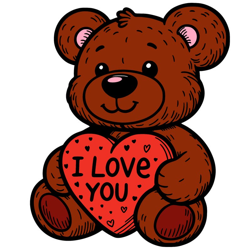 teddy bear holding an i love you heart