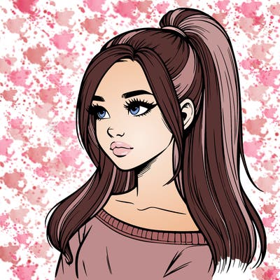 realistic girl with a high ponytail