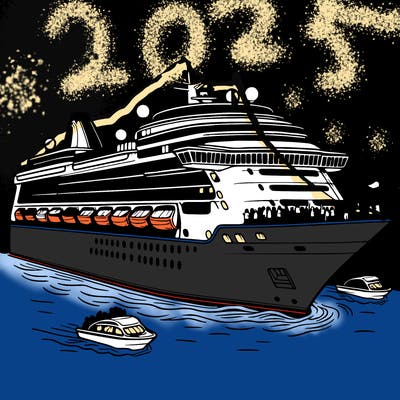 cruise ship with people going an board