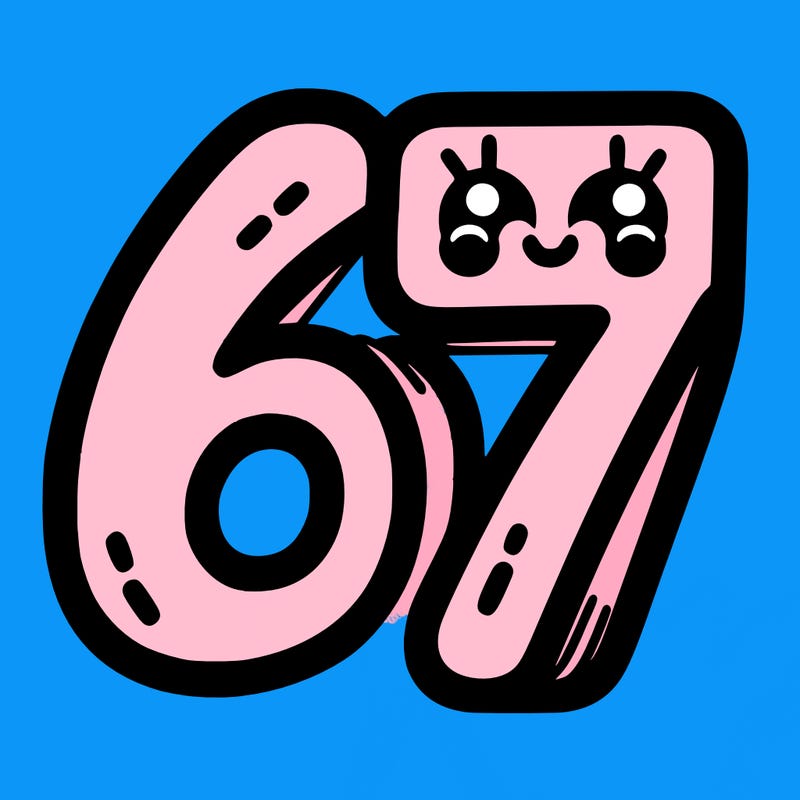 the numbers 67