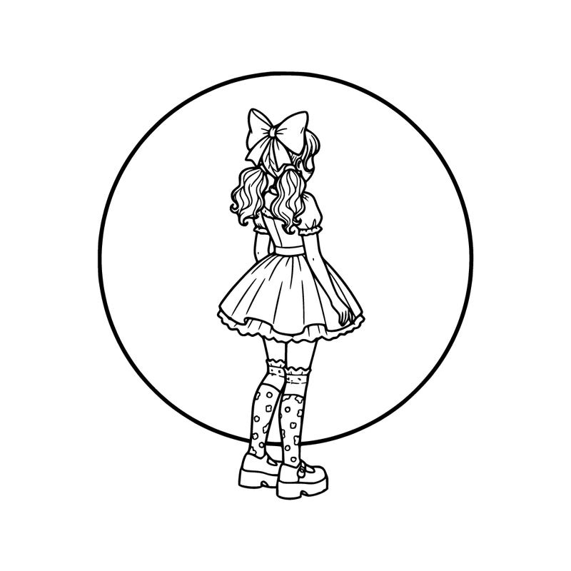 beautiful girl. plain background round. full body shot. wearing cute clothes