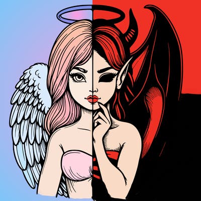 realistic angel half demon