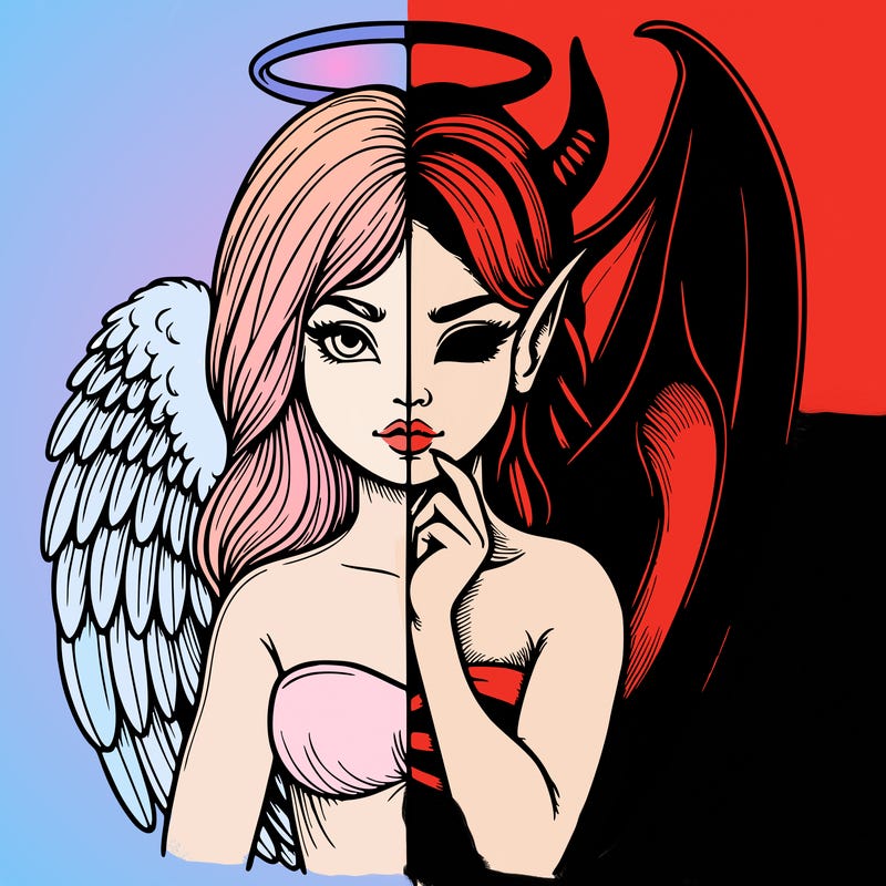 realistic angel half demon