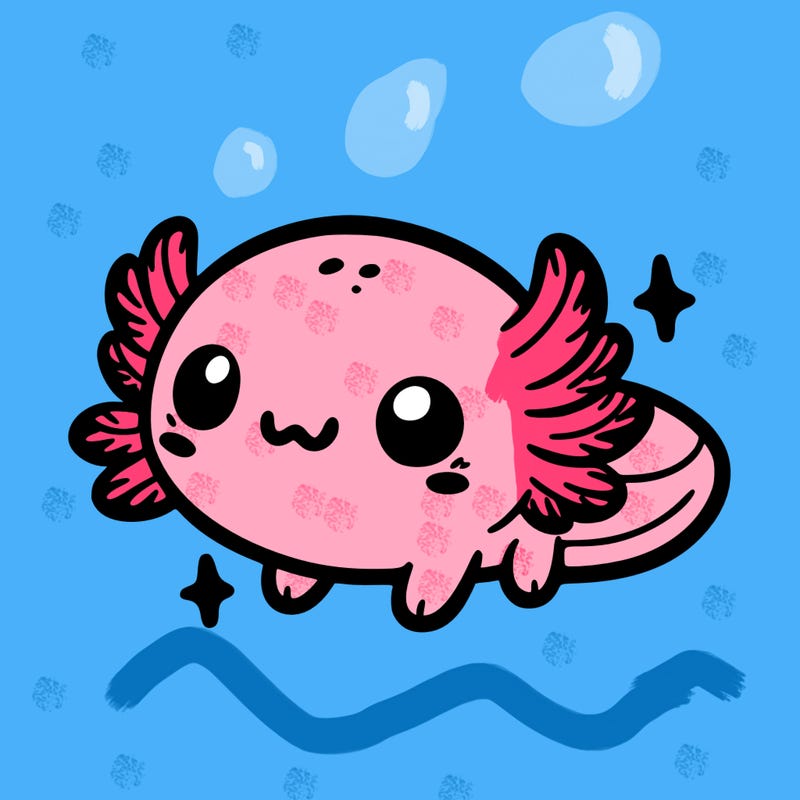 cute easy baby axolotl