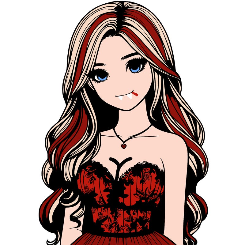 realistic girl with long hair and pretty prom dress