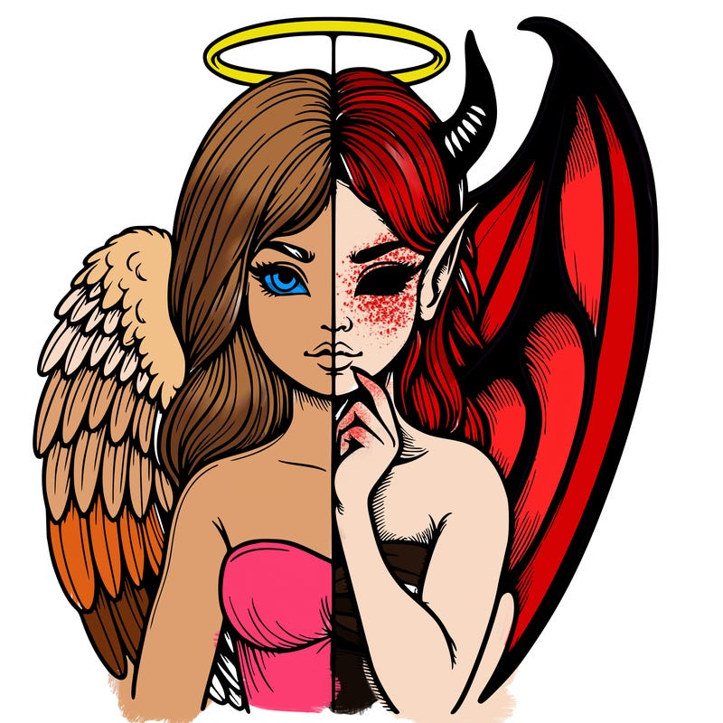 realistic angel half demon