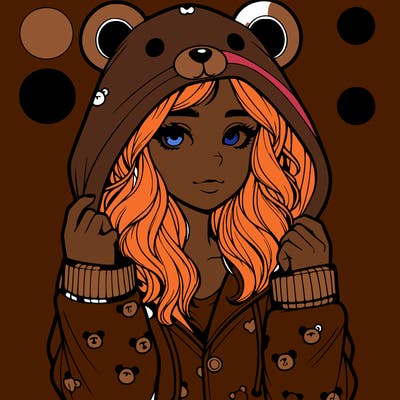 realistic girl in a animal pjs hoodie