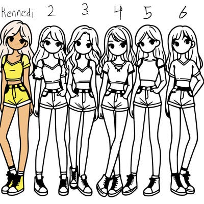 a group of girls wearing crop tops and shorts