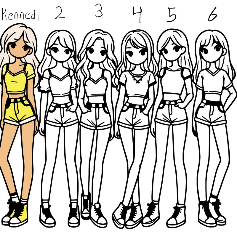 a group of girls wearing crop tops and shorts