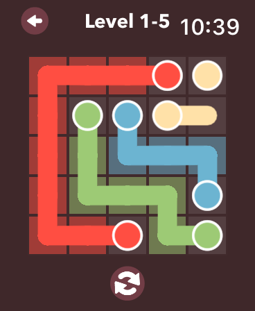 Color Flow - Watch Games - Gameplay of Color Flow on Apple Watch showing a color matching puzzle grid.