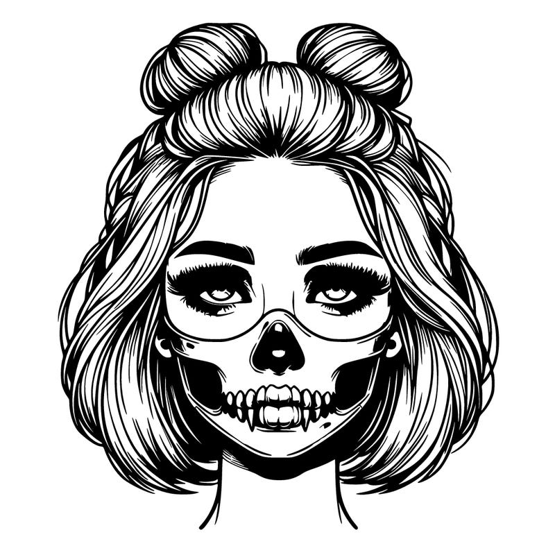 realistic girl with a skull mask