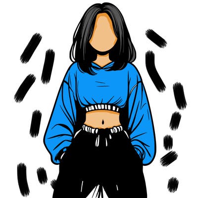 realistic girl faceless with baggy pants and a crop top