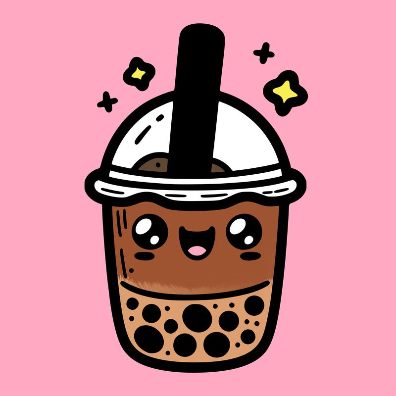 boba tea with a face