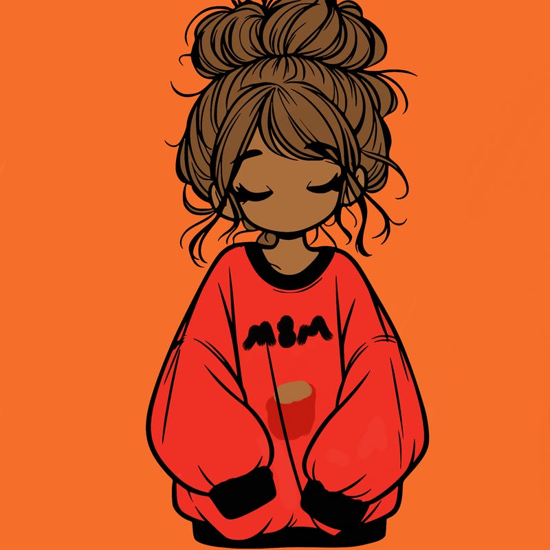 girl with baggy sweatshirt and messy bun