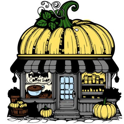 pumpkin coffee shop realistic