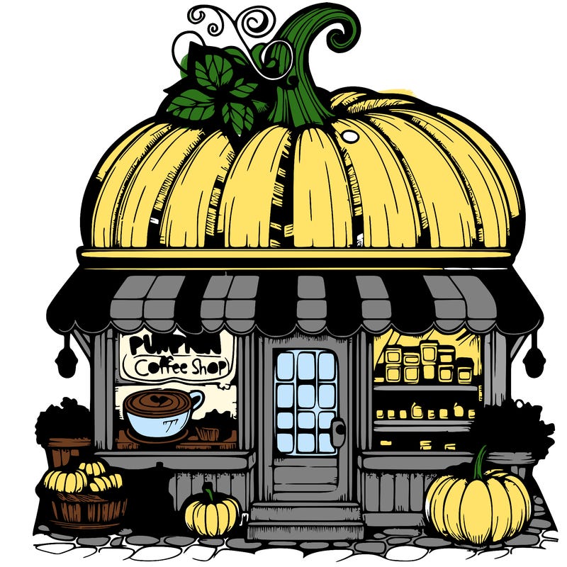 pumpkin coffee shop realistic