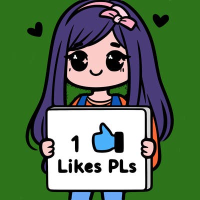 girl holding a sign saying 10 likes pls