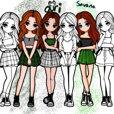 a group of girls realistic