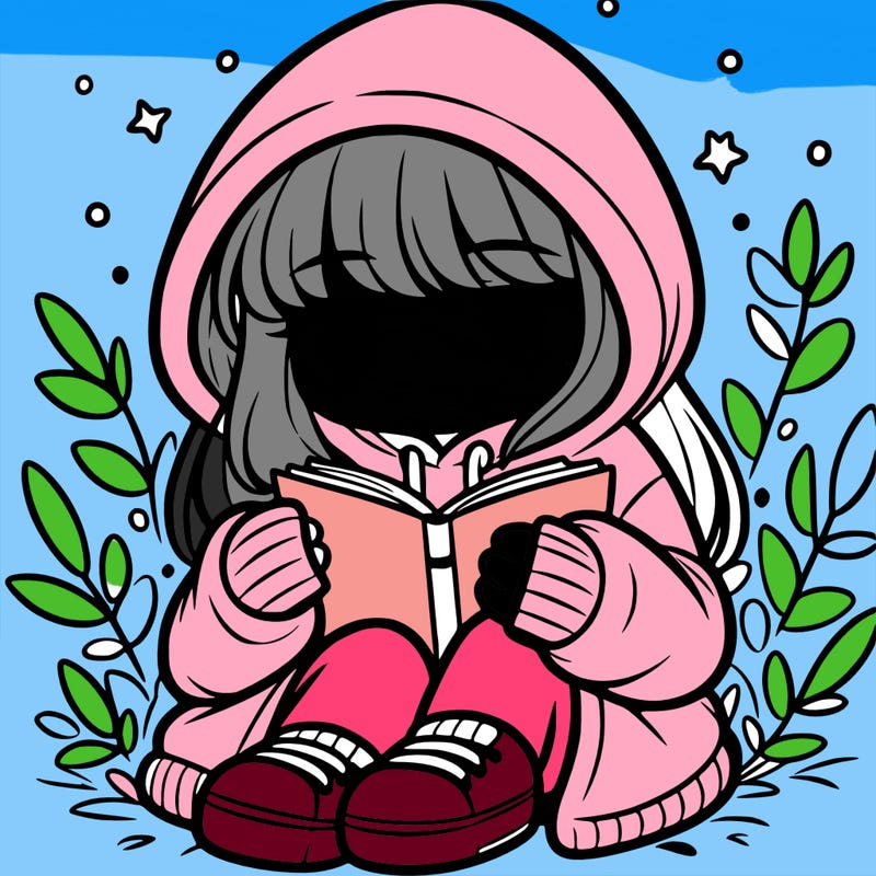 girl in oversized hoodie reading a book
