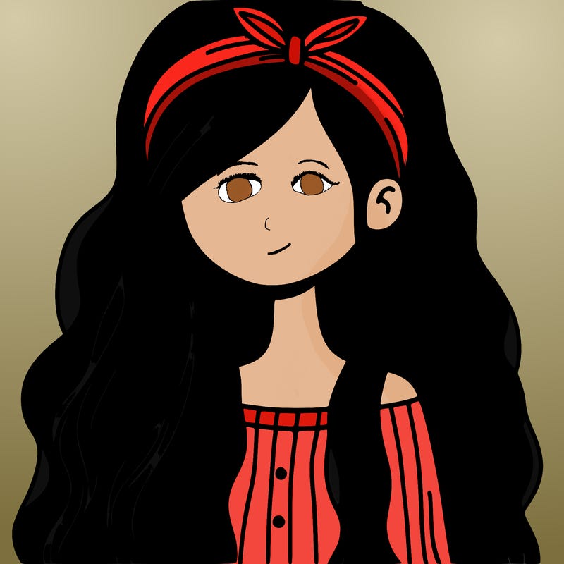 girl with long green hair all over her face and a headband