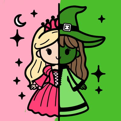split princess and witch