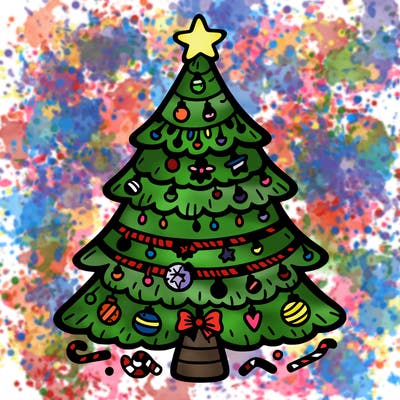 christmas tree with lots of details