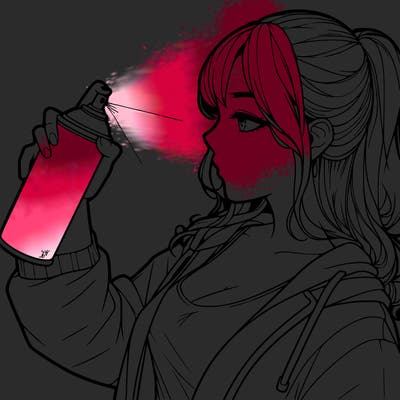 a realistic girl spray, painting