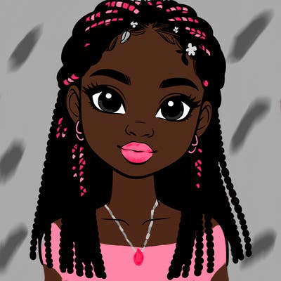 a realistic black girl with braids