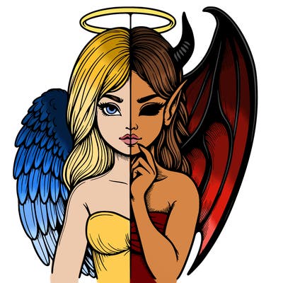realistic angel half demon