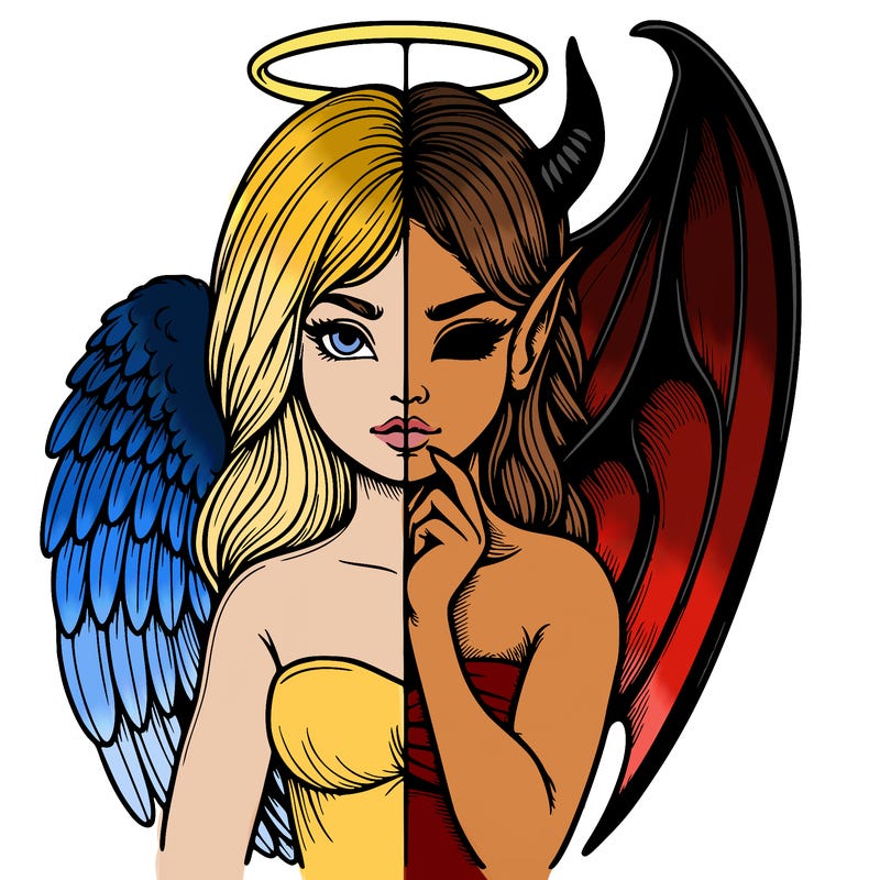 realistic angel half demon