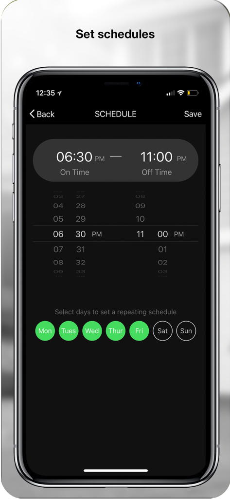 Energizer Connect - Setting schedules for smart home devices in the Energizer Connect app