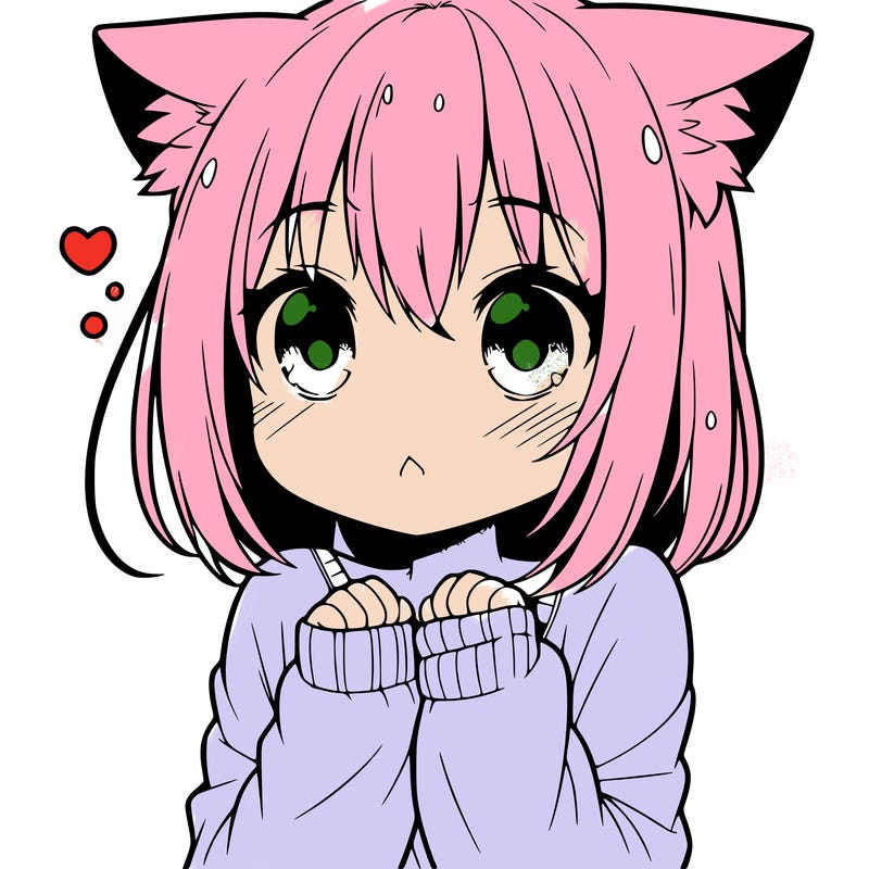 shy anime catgirl
