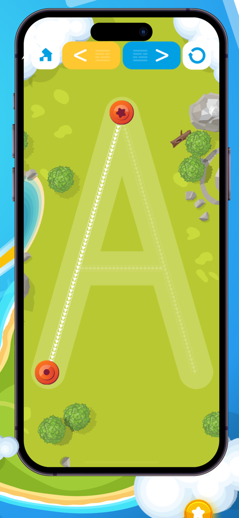 Learn Spanish Alphabet : KIDS - Interactive tracing of the letter A in a Spanish learning app for kids