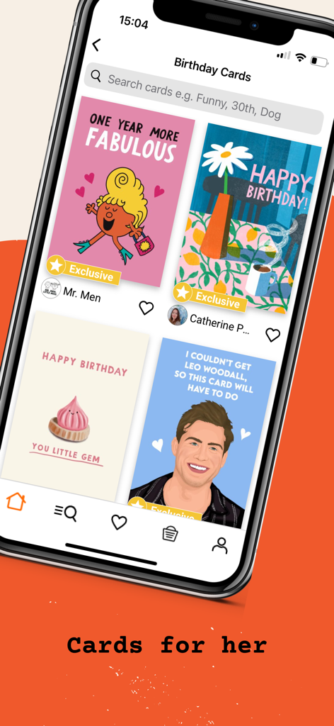 thortful - The thortful app displaying a selection of unique birthday cards for women