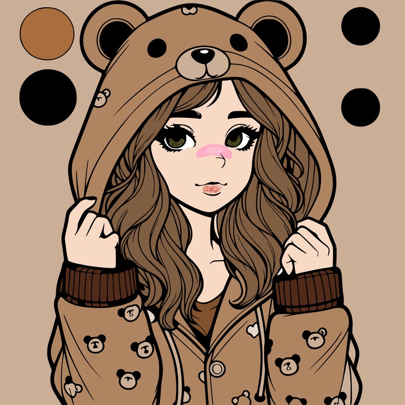 realistic girl in a animal pjs hoodie