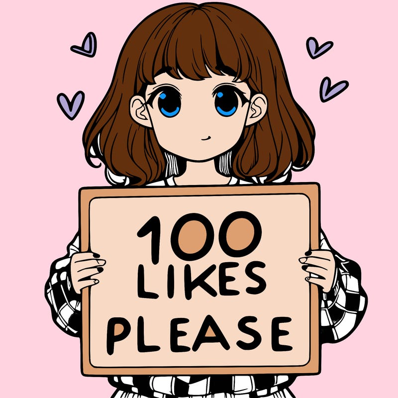 a girl holding a sign saying 100 likes please