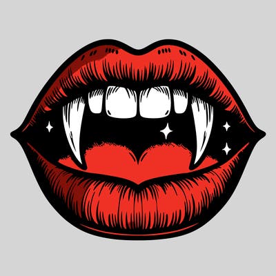lips with vampire teeth