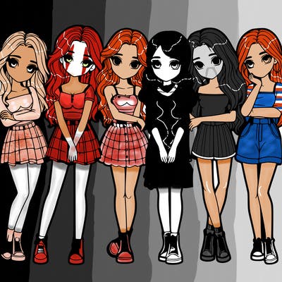 a group of girls realistic