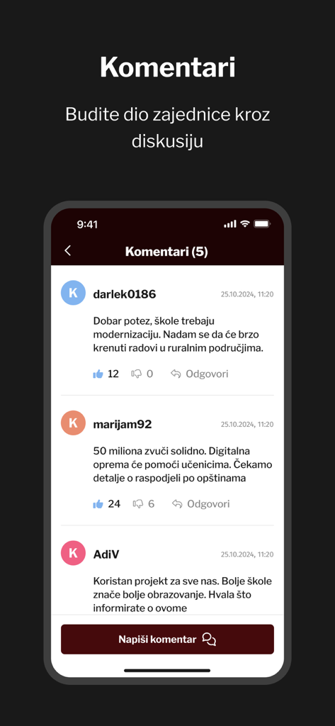 AntenaM mobile app screen showing user comments and community discussion