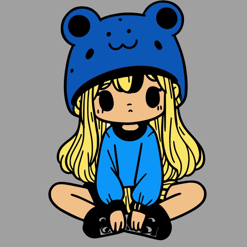 a girl wearing a frog hat and some frog socks