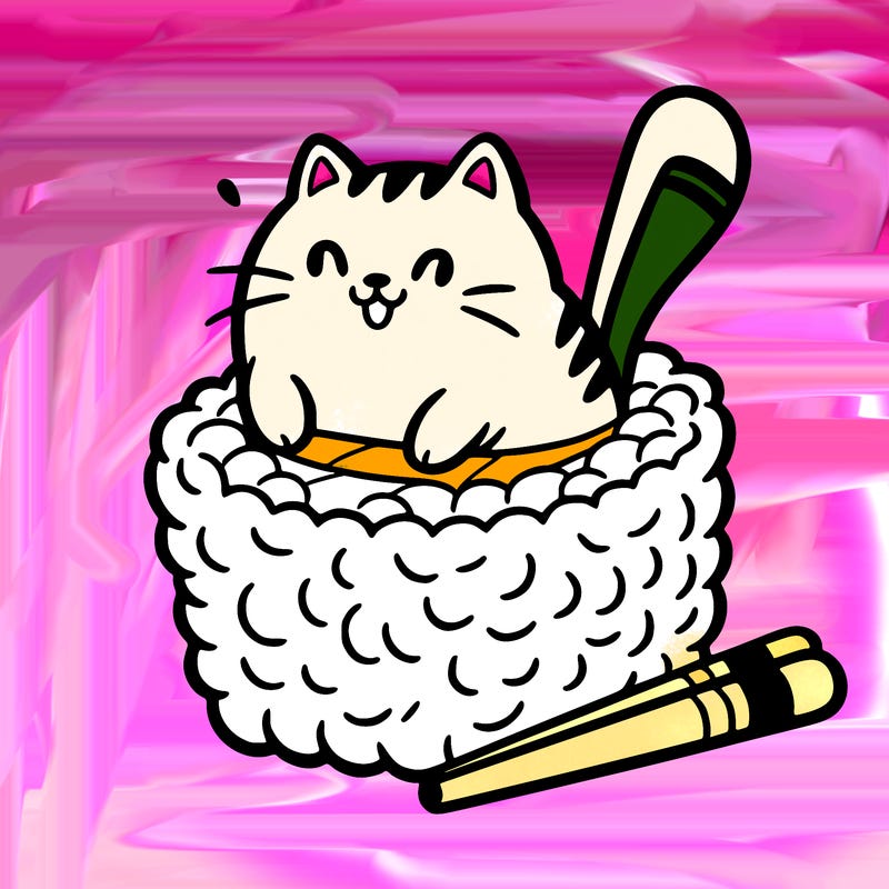 cat in a sushi