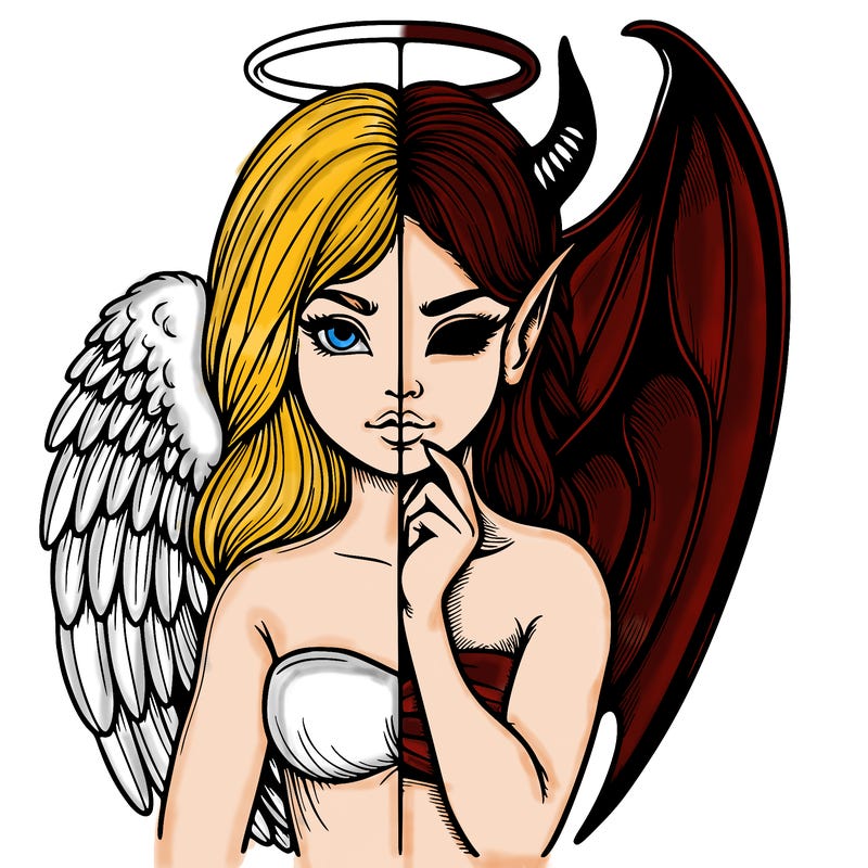 realistic angel half demon