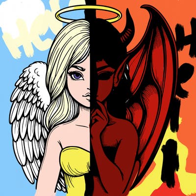 realistic angel half demon