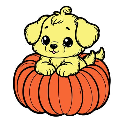 cute little puppy in a pumpkin