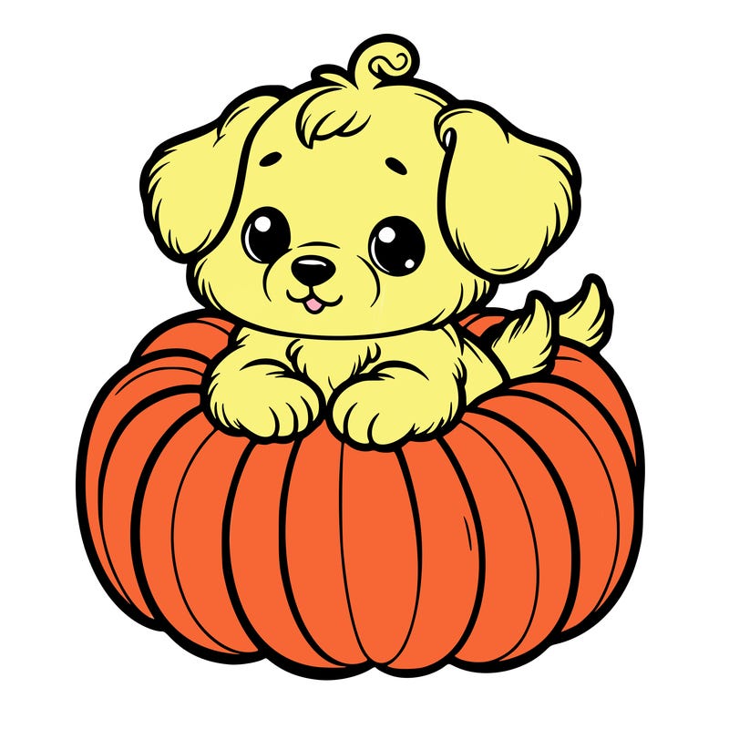 cute little puppy in a pumpkin