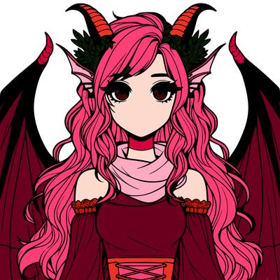 realistic girl with dragon wings horns and a tail