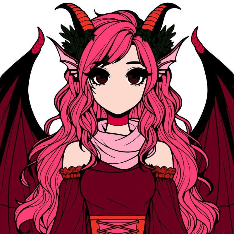 realistic girl with dragon wings horns and a tail