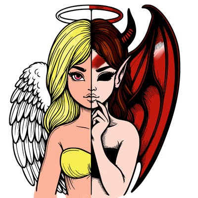realistic angel half demon