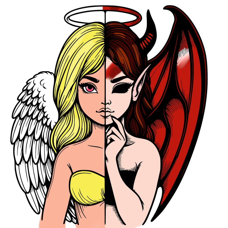 realistic angel half demon