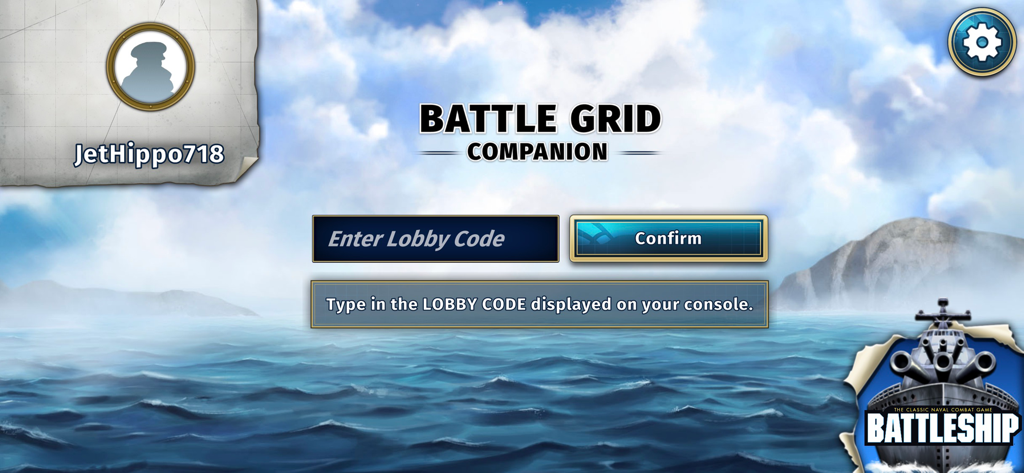 Pantalla de entrada del código del lobby de la aplicación Battle Grid Companion para conectarse a una consola Nintendo Switch